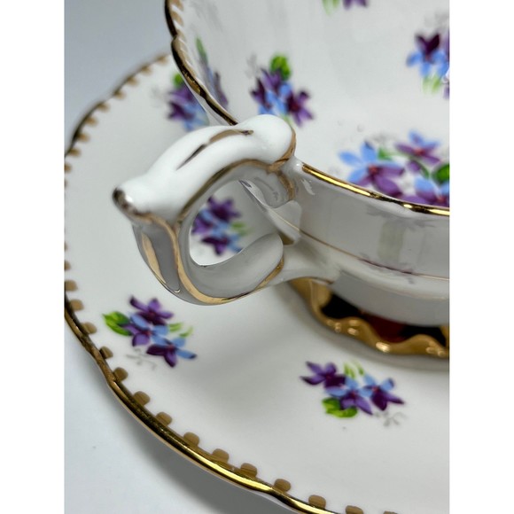 Sweet Violets Cup and Saucer by Royal Stafford 1950s Teacup with Purple Violets - Picture 9 of 10
